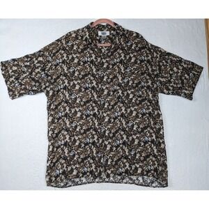 City Streets XL Shirt Abstract Pattern Mens Short Sleeve Earth Tone Colors